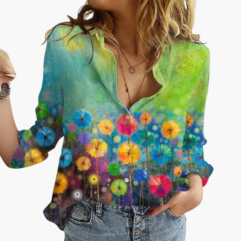 Dam Blus | Oversized | V-Ringad | Sommar