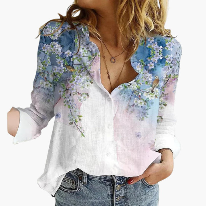 Dam Blus | Oversized | V-Ringad | Sommar