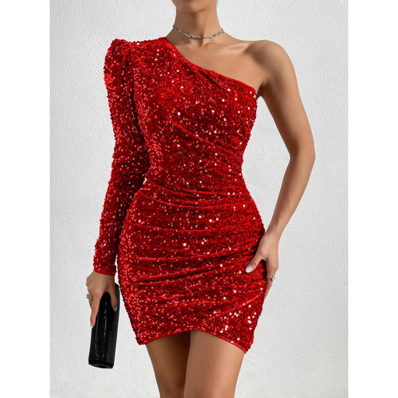 Festklänningar för kvinnor | Kort klänning | En axel Bodycon
