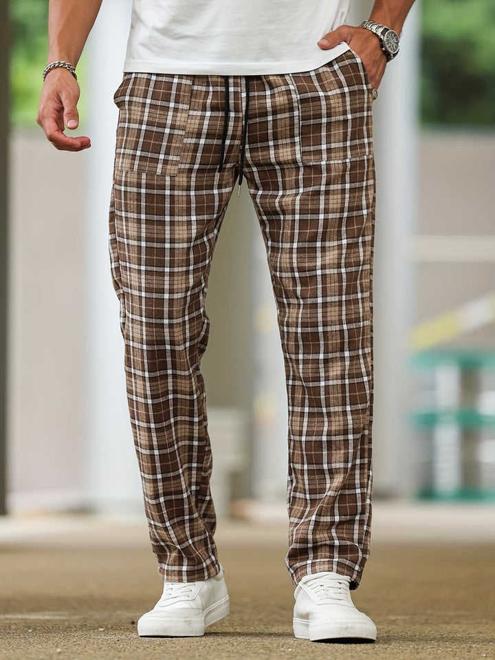 Herr Byxor | Tapered Rutigt | Med Snörning | Sommar