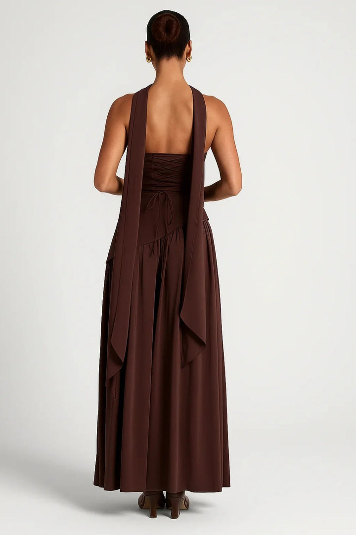 Dam Klänning | Elegant | Strapless Plisserad Slits | Sommar