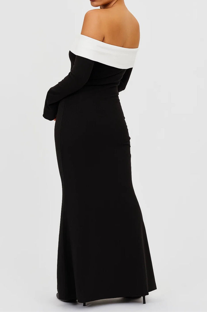 Dam Klänning | Slimfit Off-shoulder | Kontrastdetalj | Sommar