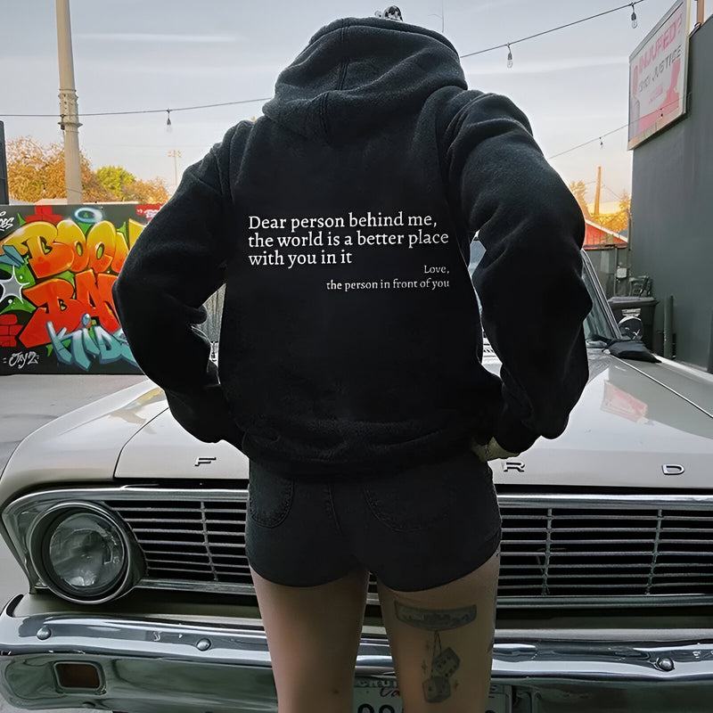 Huvtröja för kvinnor | Casual & Sportig | Tryckt design | Fickor & huva
