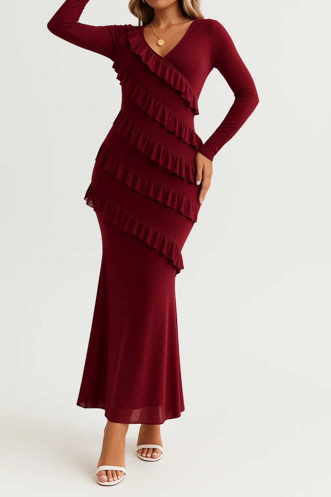 Dam Klänning | Elegant | Volangdetaljer | Sommar