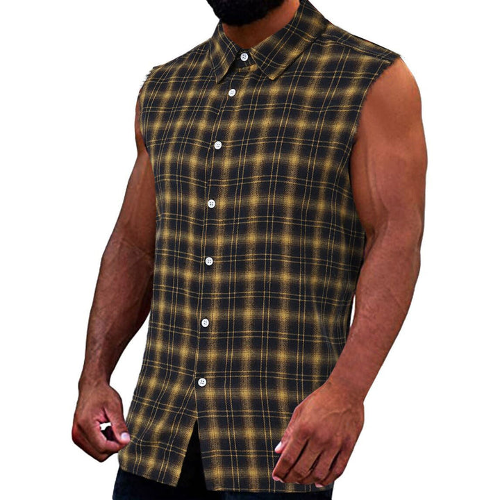 Herr Shirt | Slimfit | Ärmlös | Med Knappar | Sommar