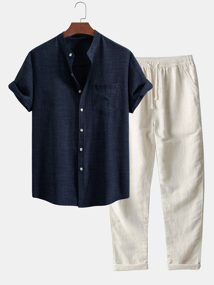 Herr Set | Elegant | Kort Ärm Med Knappar | Sommar