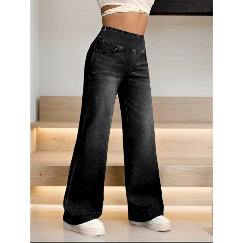 Höga Midjejeans Dam | Stretchiga Byxor med Dold Dragkedja | Kläder