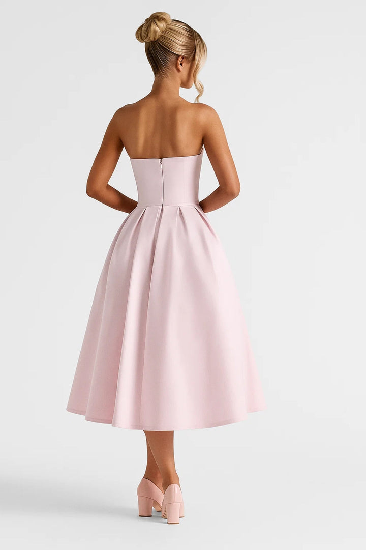 Dam Klänning | Elegant | Strapless | Plisserad Kjol | Sommar