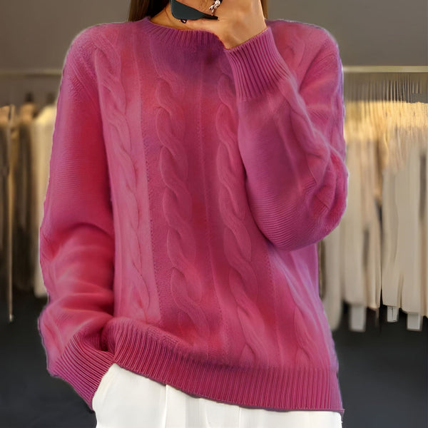 Stickad Tröja Dam | Varm Jumper | Rundhalsad