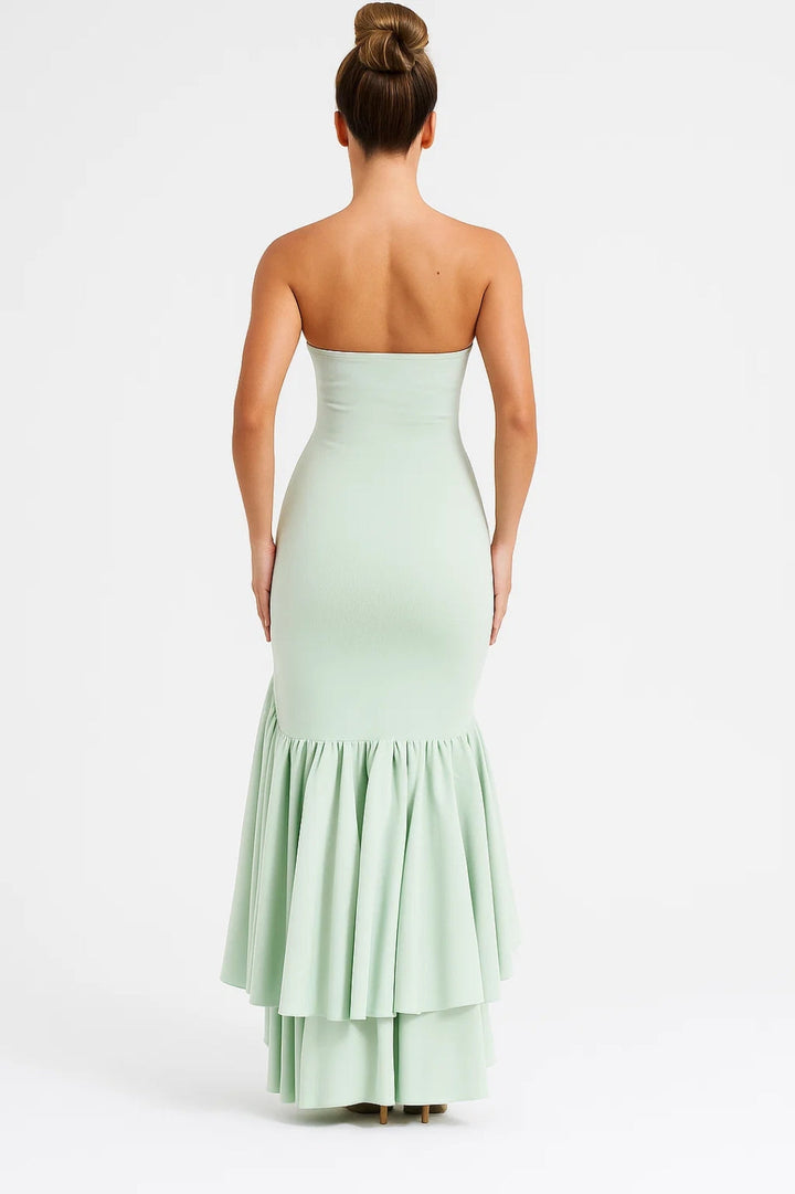 Dam Klänning | Slimfit | Strapless | Volanger | Sommar