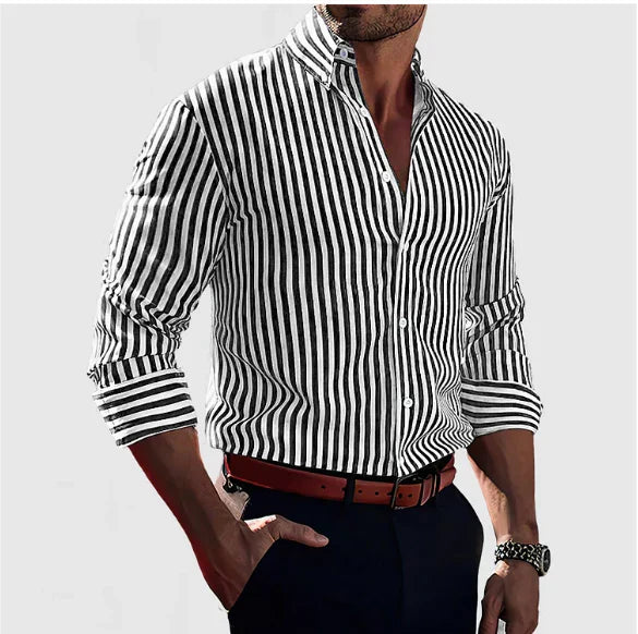 Herr Skjorta | Elegant | Med Knappar | Sommar