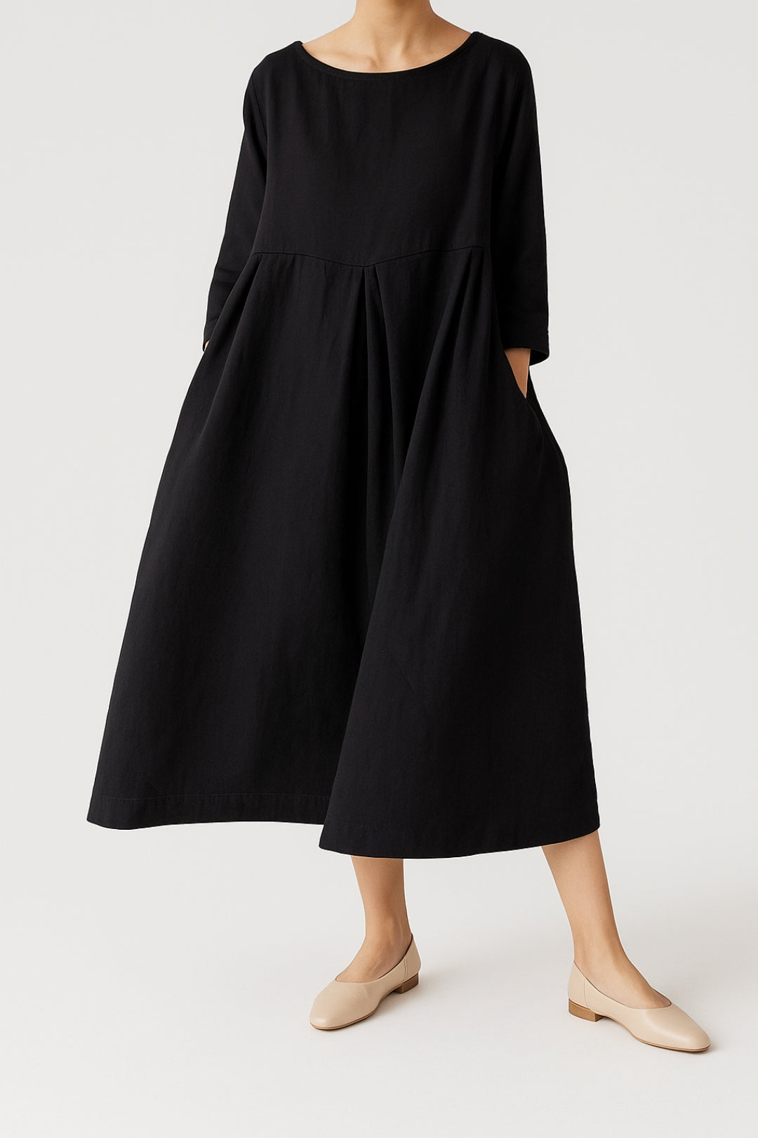 Dam Klänning | Oversized | Rund Hals 3/4 Ärm | Sommar