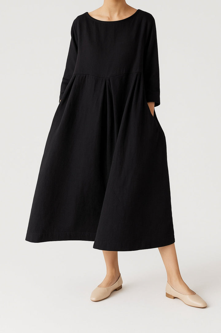 Dam Klänning | Oversized | Rund Hals 3/4 Ärm | Sommar