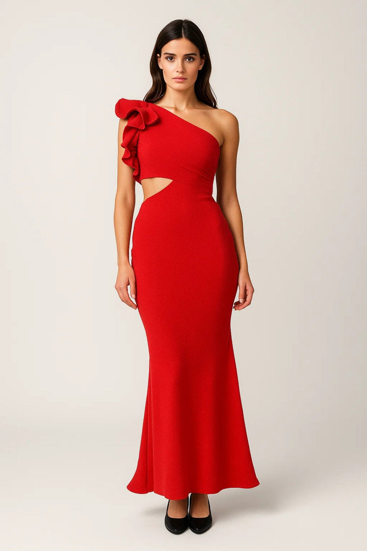 Dam Klänning | Figurnära Midi | One Shoulder | Sommar