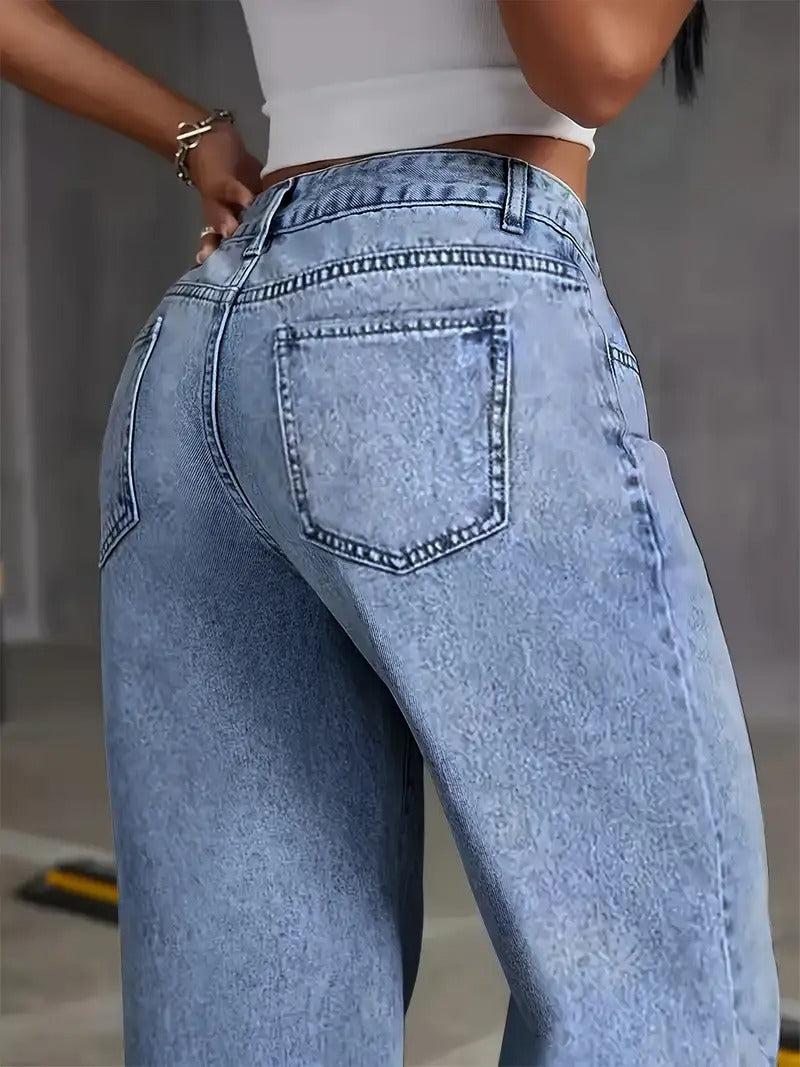 Dams Jeans | Hoogelastische &amp; Slim Fit | Sneeuwvlok Wash för Alla Säsonger