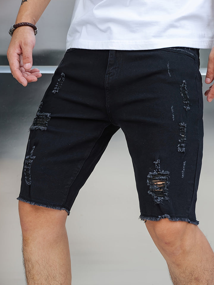Herr Shorts | Slimfit Ripped | Rå Kant | Sommar