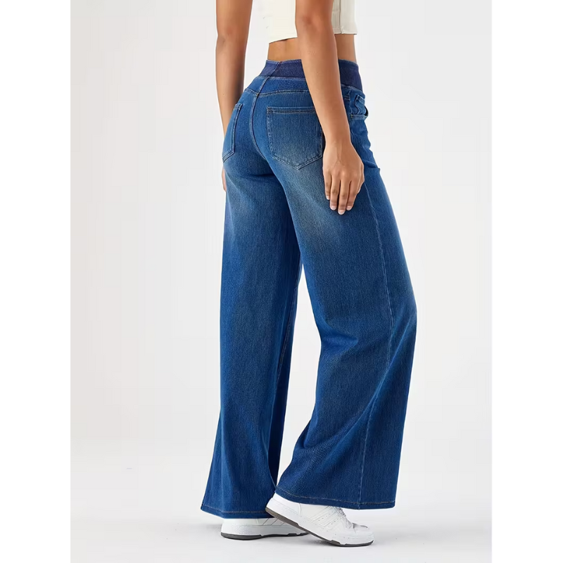 Damjeans | Hög midja och vida ben | Stretchiga kläder