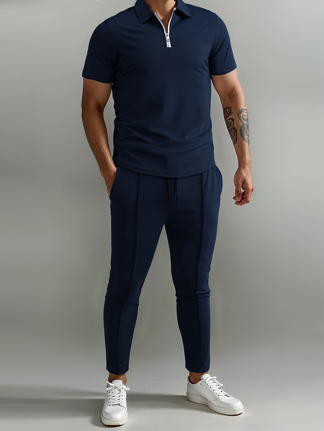 Herrar Set | Slimfit | Med Dragkedjekrage | Sommar