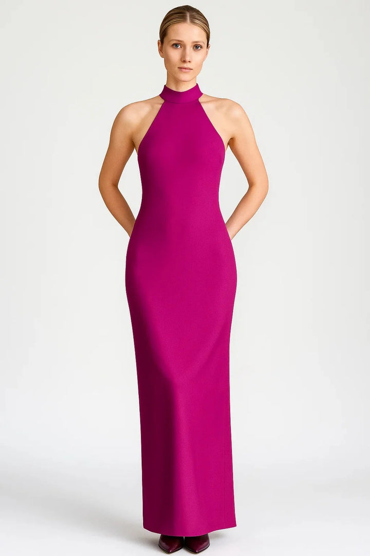 Dam Klänning | Elegant | Hög Hals Slimfit Slits | Sommar