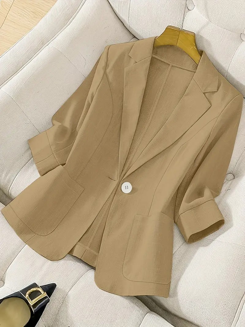 Blazer för kvinnor | Chic polyester och ankelrad design | Fickor och hack i kragen | Sommar