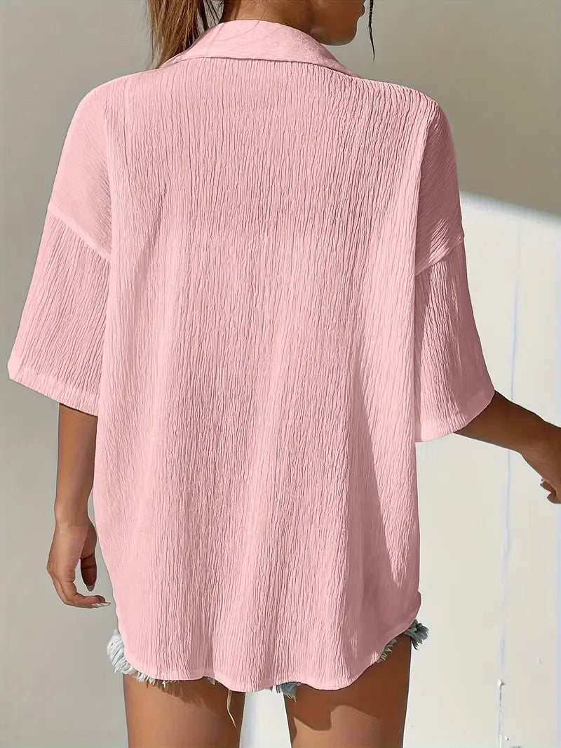 Damskjorta | Casual Raglanärm & Korta ärmar | Regular Fit | Lättviktspolyester | Sommar