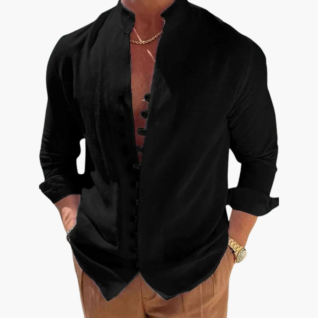 Herr Skjorta | Elegant | Med Knappar | Sommar