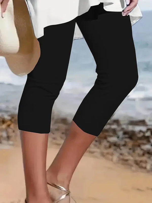 Damleggings | Enfärgade Capri | Croppad & Bekväm för Vår & Sommar
