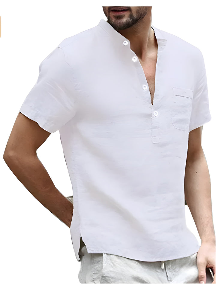 Herr T-shirt | Avslappnad | Knappar | Sommar