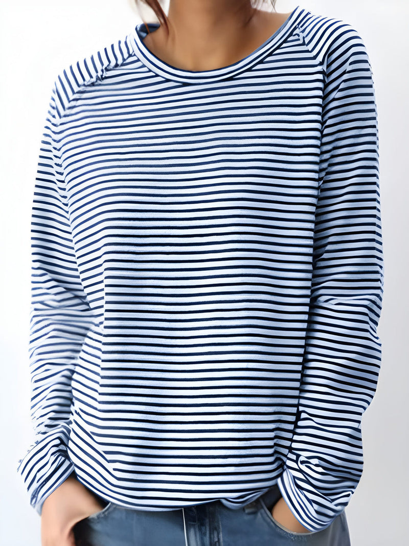 Dam Långärmad Topp | Svart & Vitt | Minimalistisk Design | Mjuk Bomstickad struktursblandning
