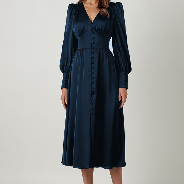 Festklänningar | Puffärmad Midiklänning | Elegant Stil