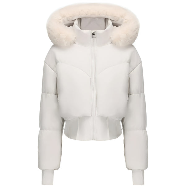 Vinterjacka Dam | Kort pufferjacka med pälshuva | Varm & Elegant