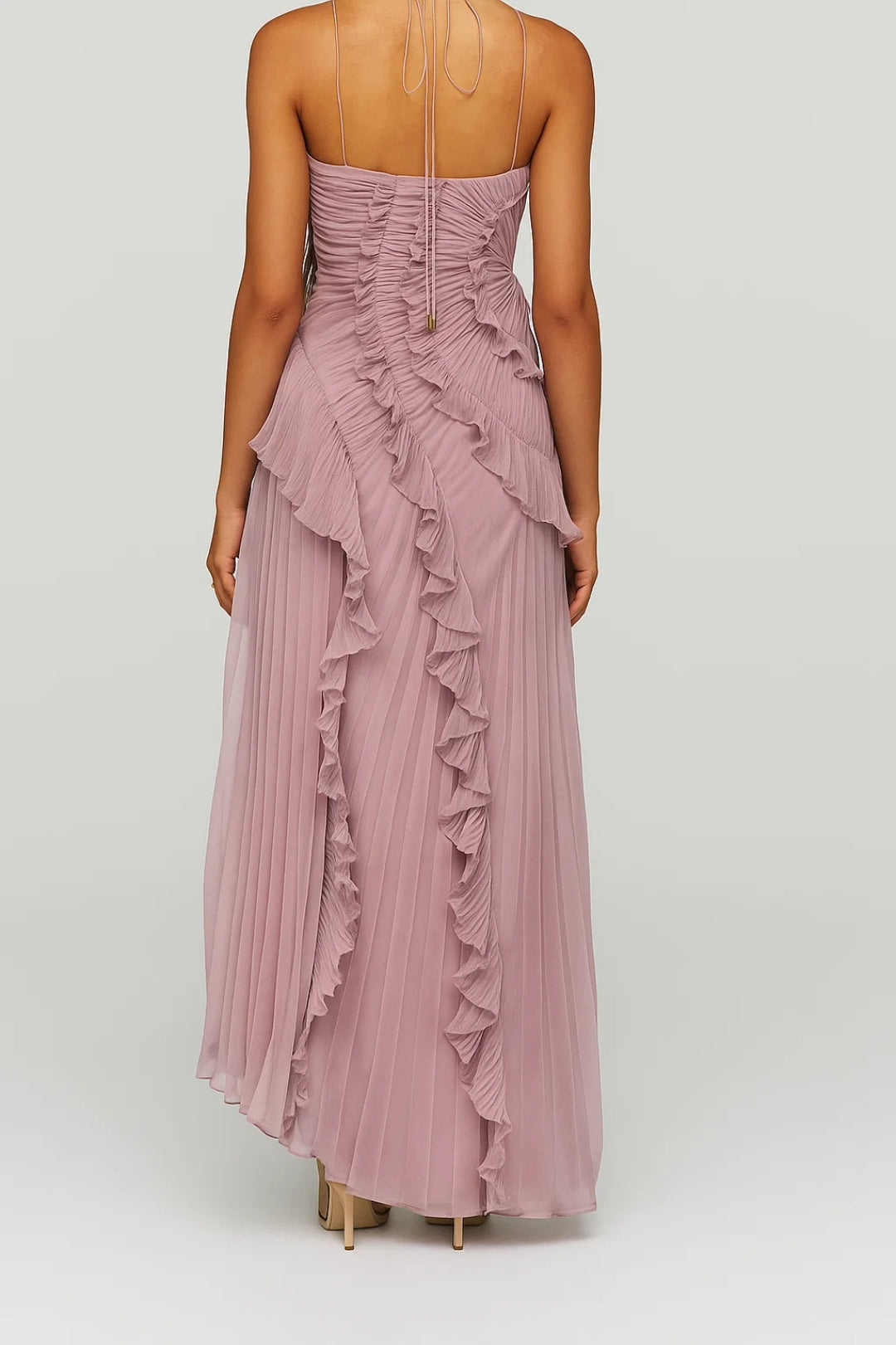 Dam Klänning | Elegant | Halterneck Volanger Midi | Sommar