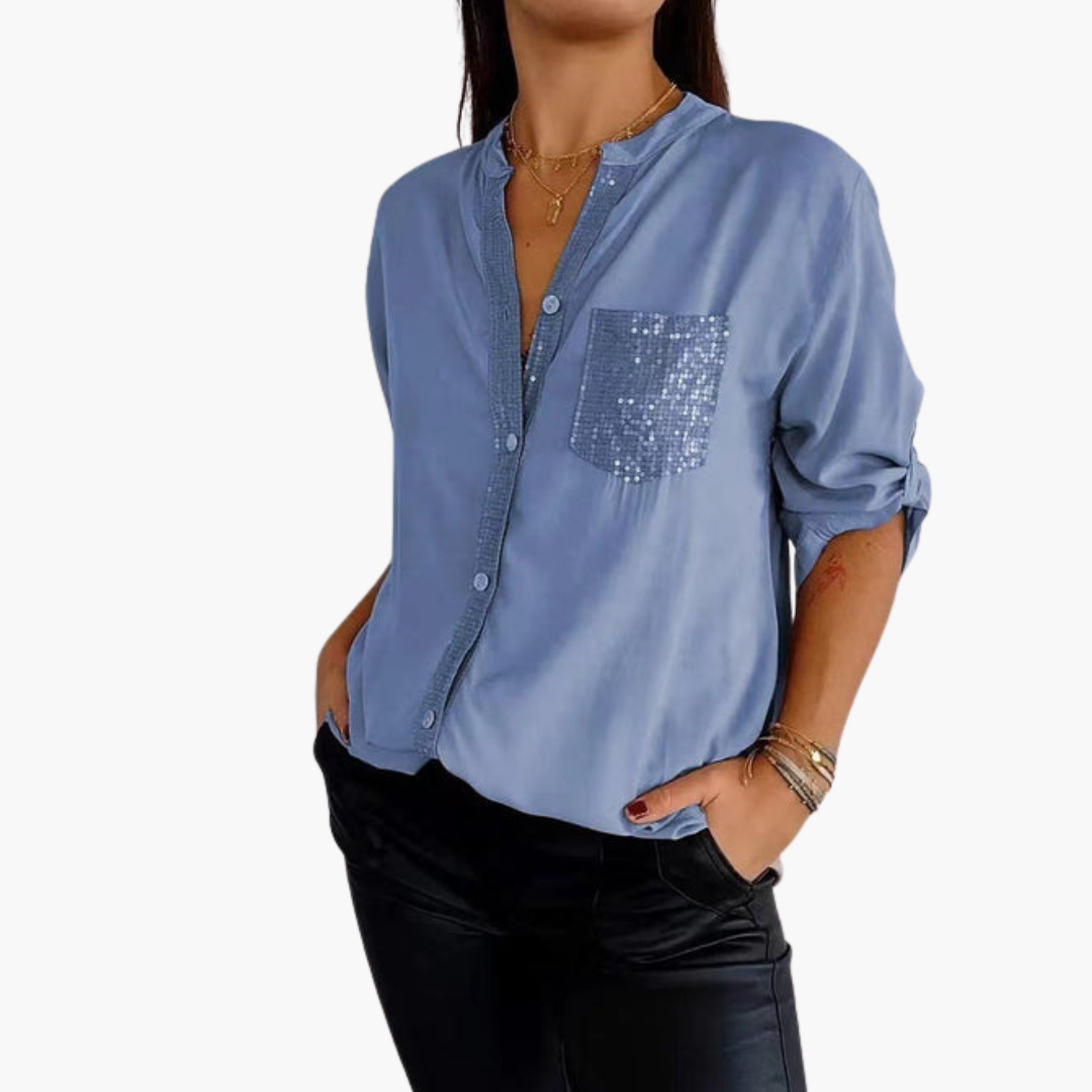 Dam Blus | Elegant | Med Knappar | Vår