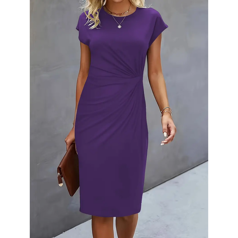 Dam Bodycon Klänning | Rynkad Design | Smickrande & Elegant Passform | Polyester-Bomstickad struktur
