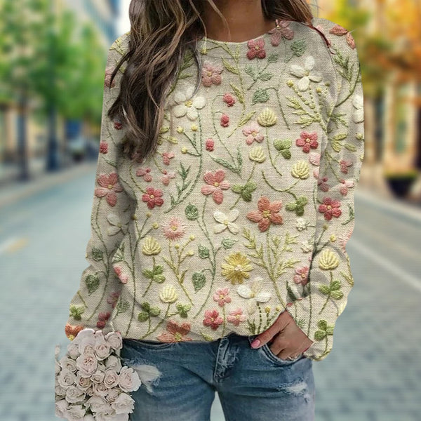 Dam Vårtröja | Lätt & Andas | Avslappnad Passform | Polyester med Blommönster