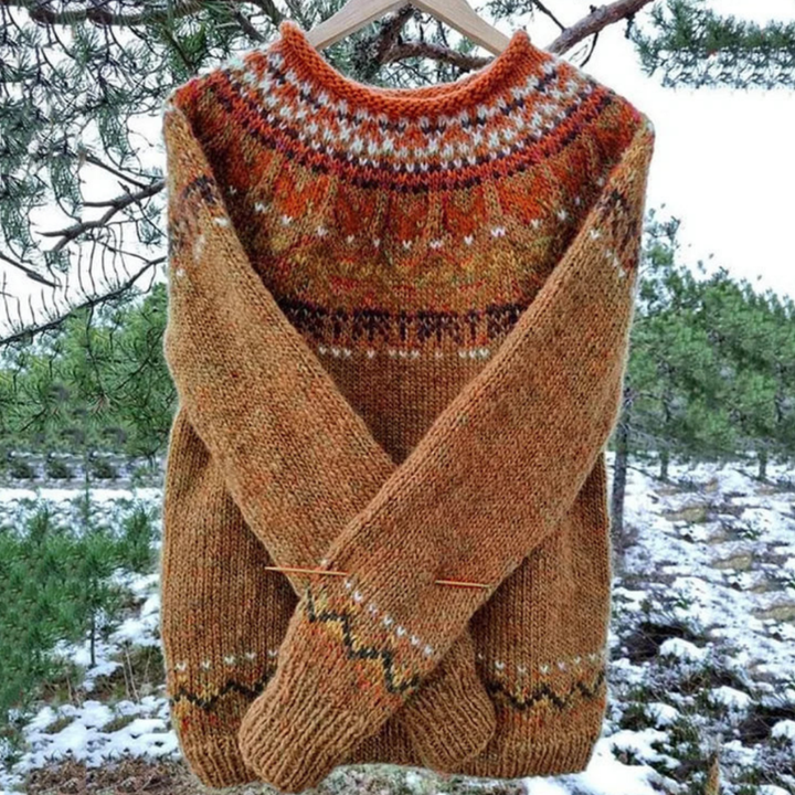 Stickad Tröja | Vintage Damtröja | Rundhalsad &amp; Tidlös Stil