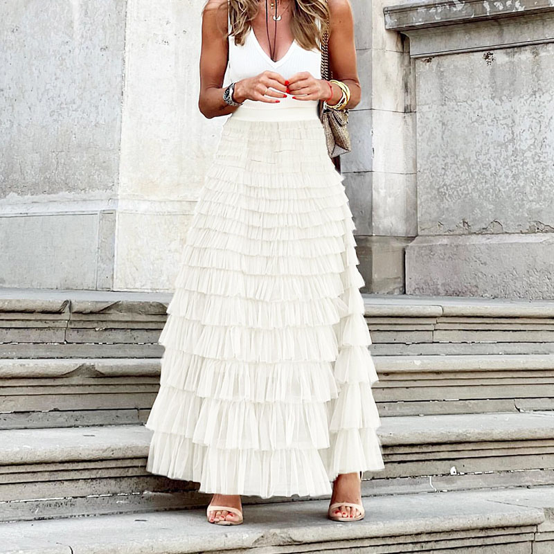 Sommarkjol för kvinnor | Boho Style | Plisserade & spetsdetaljer | Charmig & Elegant