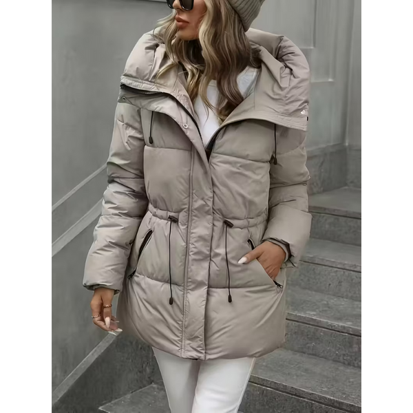 Vinterjacka Dam | Varm Jacka med Huva | Mid-Lång Casual Stil