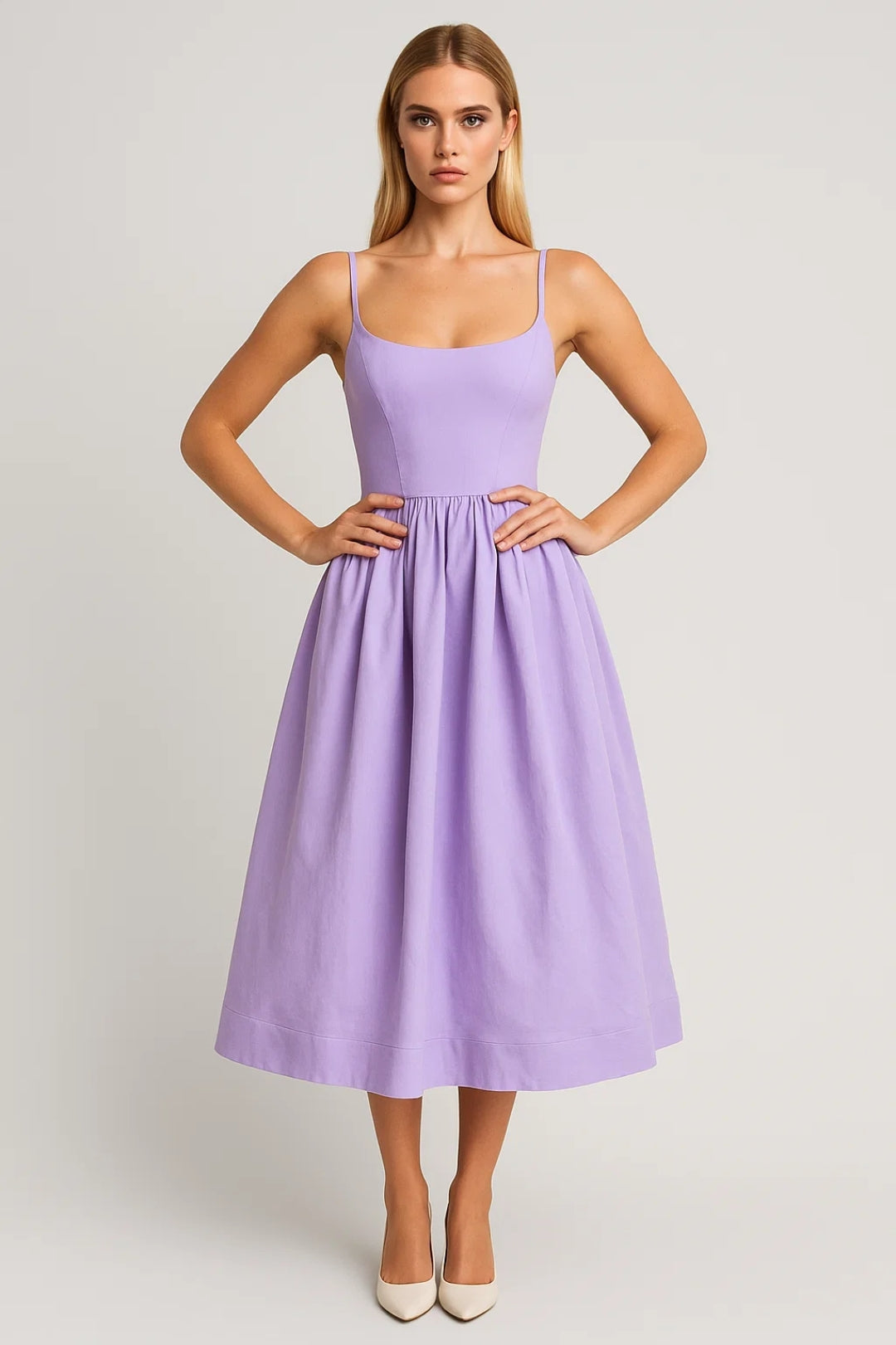 Dam Klänning | Elegant | Utsvängd Midi | Sommar