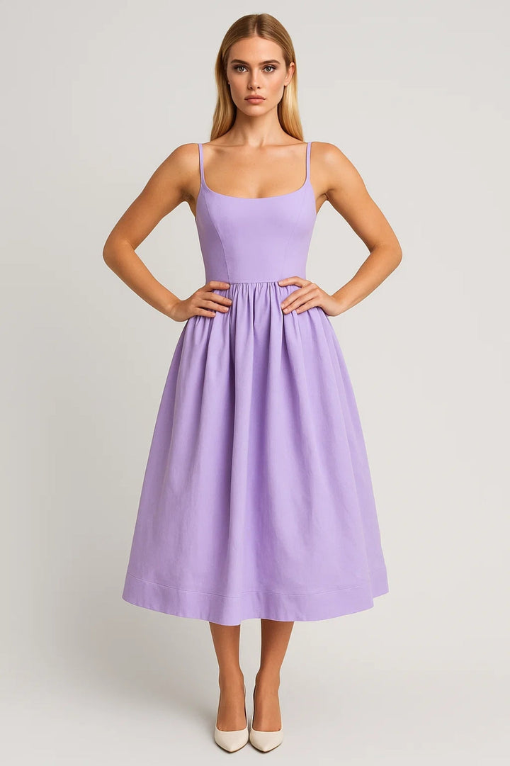 Dam Klänning | Elegant | Utsvängd Midi | Sommar