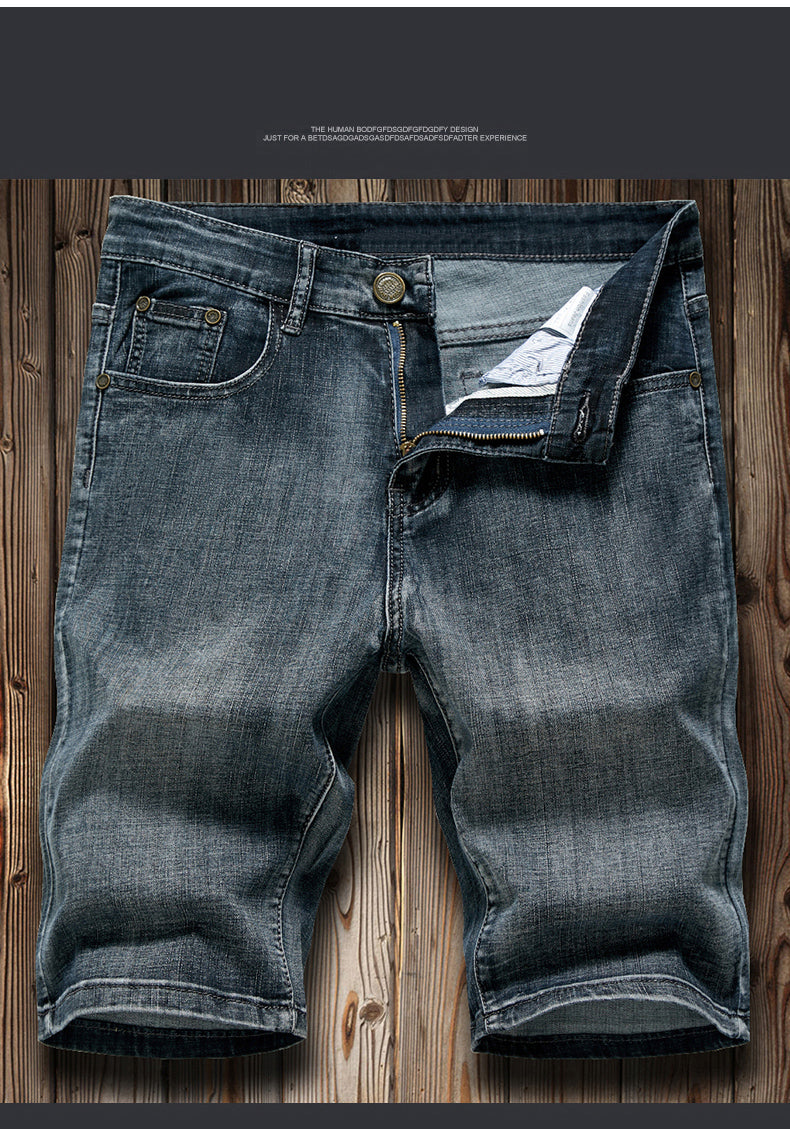 Herr Jeansshorts | Straight | Med Dragkedja | Sommar