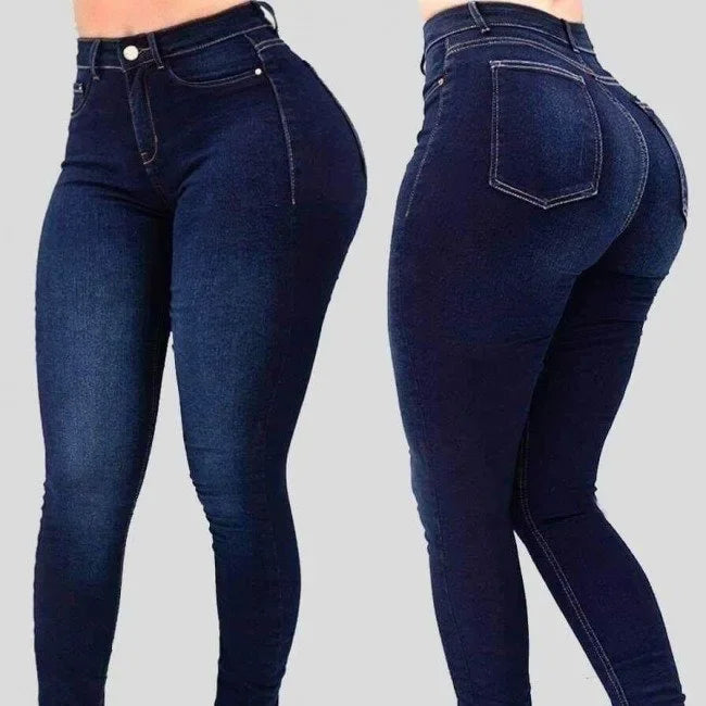 Smickrande Skinny Jeans med hög midja och stretch för damer i Classic Denim | Livia
