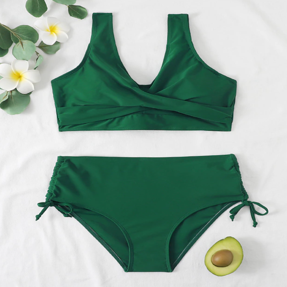 Bikini set för kvinnor | Hög midja &amp; vadderad | Korsrygg &amp; tvådelad | Klassisk design