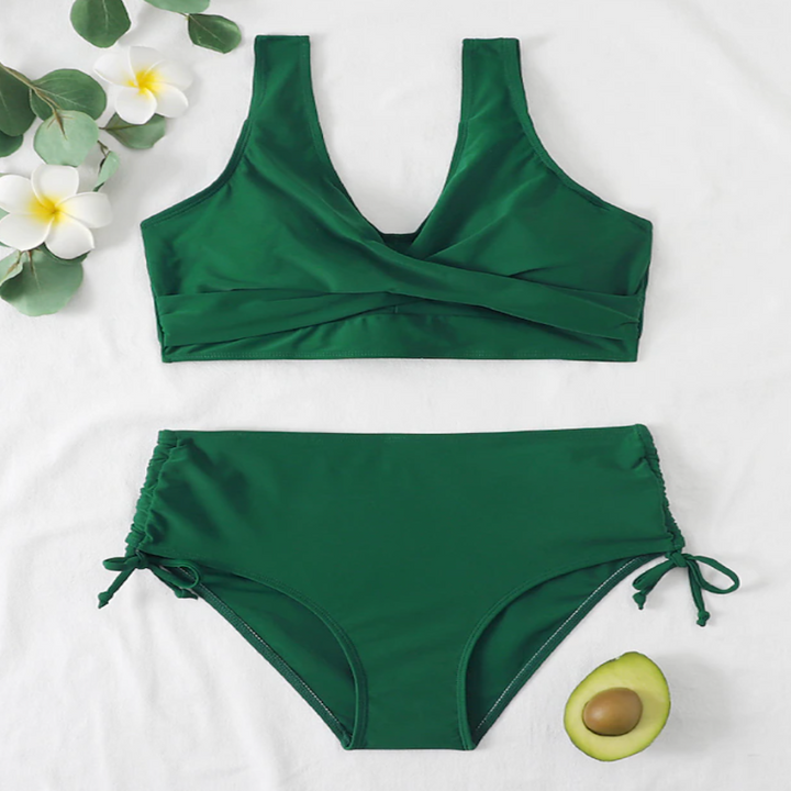 Bikini set för kvinnor | Hög midja &amp; vadderad | Korsrygg &amp; tvådelad | Klassisk design