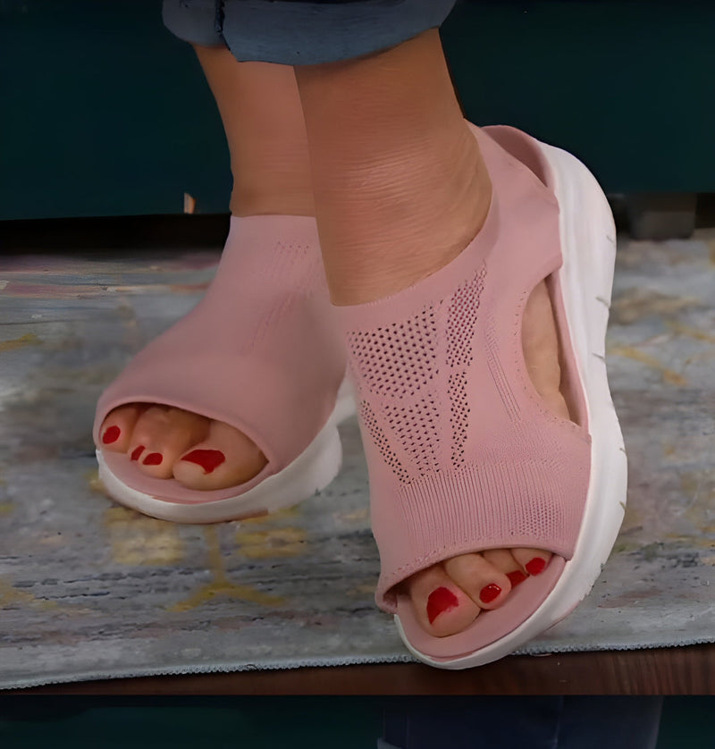 Sandaler för Dam | Mesh med Öppen Tå | Lätta & Andas | Kilklack för Sommarbruk