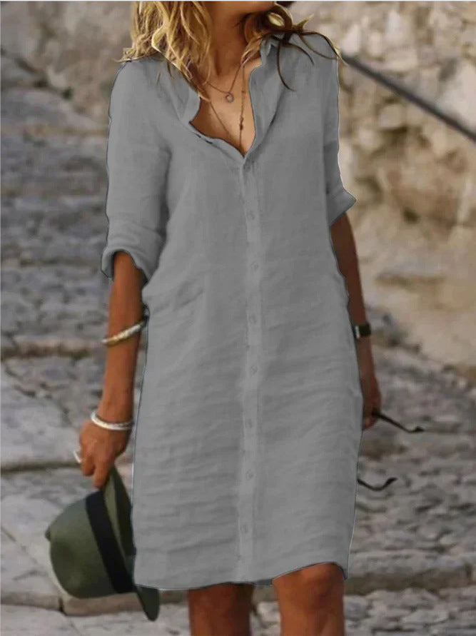 Dam Klänning | Elegant | Med Knappar | Sommar