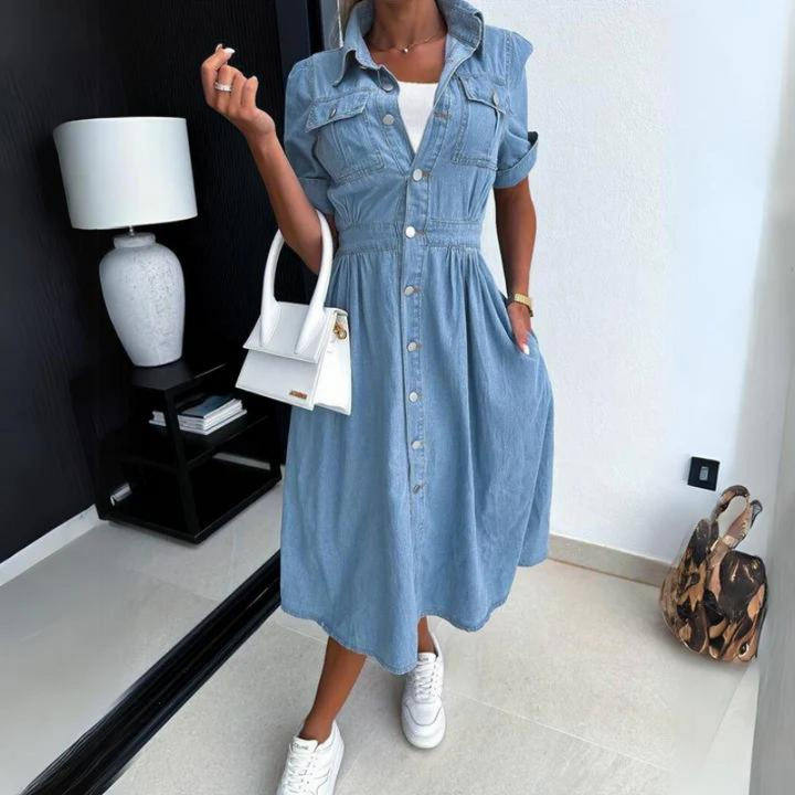 Dam Klänning | Elegant | Kort Ärm | Sommar