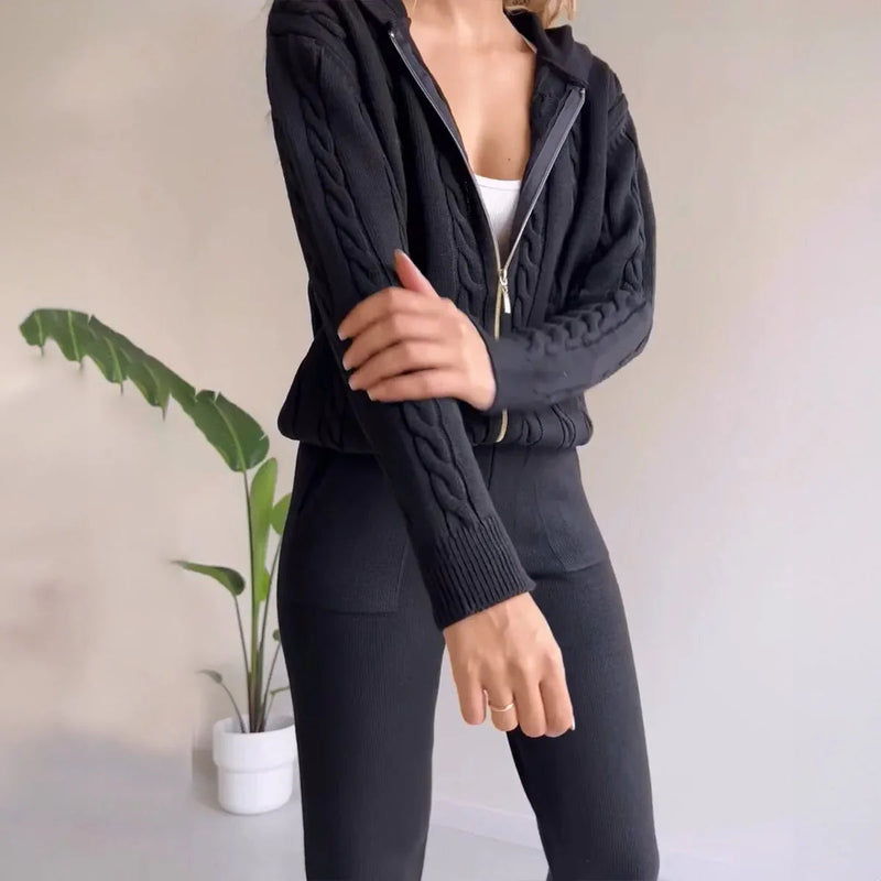 Kvinnor Tvådelat Set | Varmt & Bekvämt | Avslappnad Passform | Stilren Loungewear