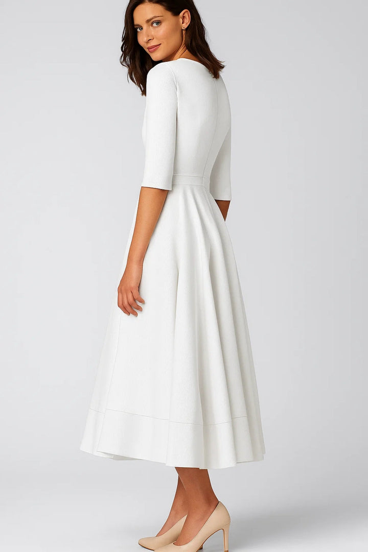 Dam Klänning | Elegant | V-ringad Halvlång Ärmar Midi | Sommar