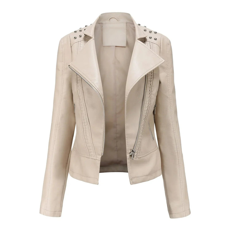 Dam Bikerjacka | Klassisk Look & Dragkedja | Långärmad | Casual Stil